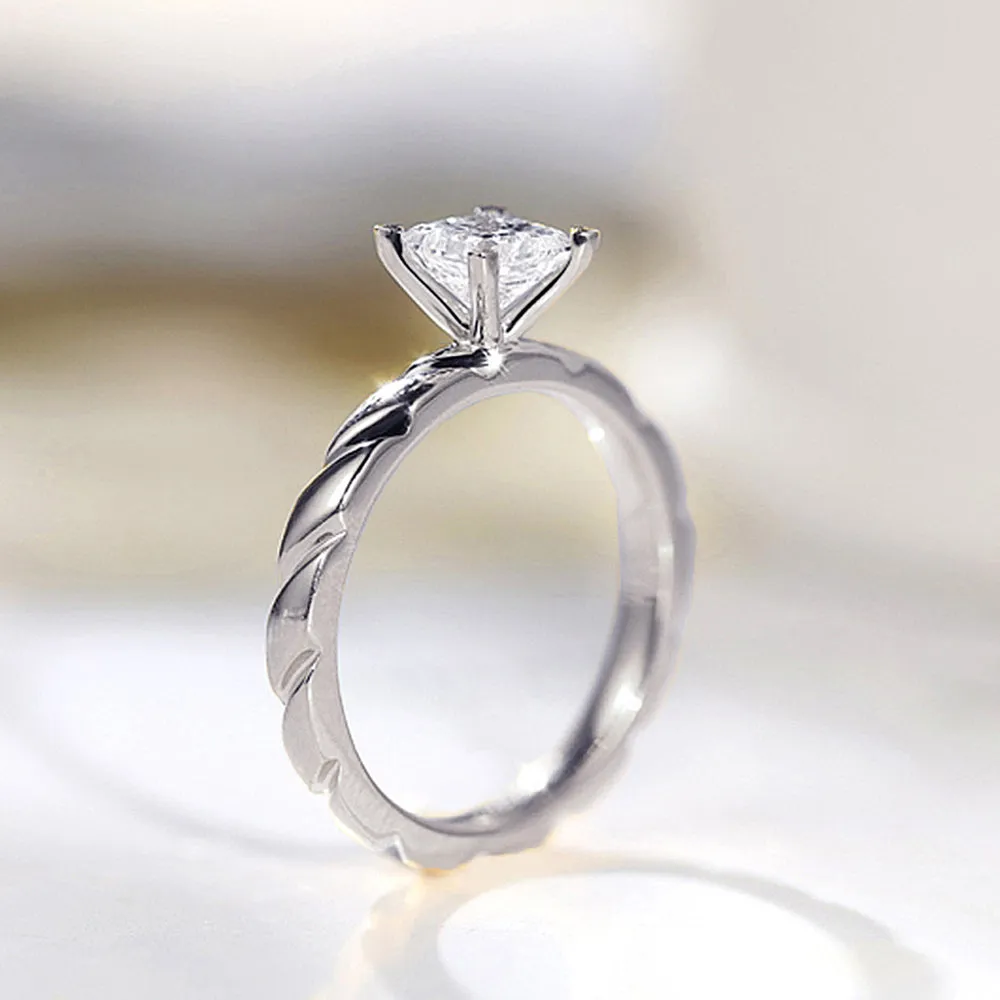 Princess Cut GIA Diamond Solitaire Engagement Ring