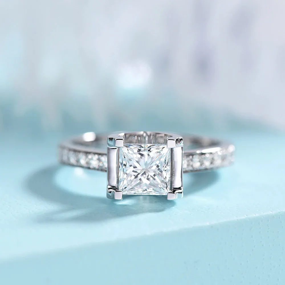 Princess Cut Lab-Grown Diamond Bull Head Engagement Ring