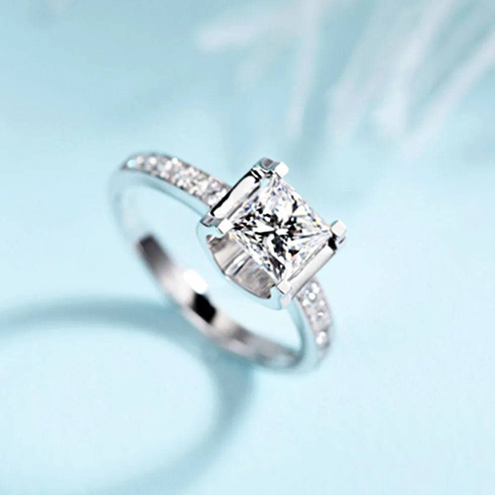 Princess Cut Lab-Grown Diamond Bull Head Engagement Ring