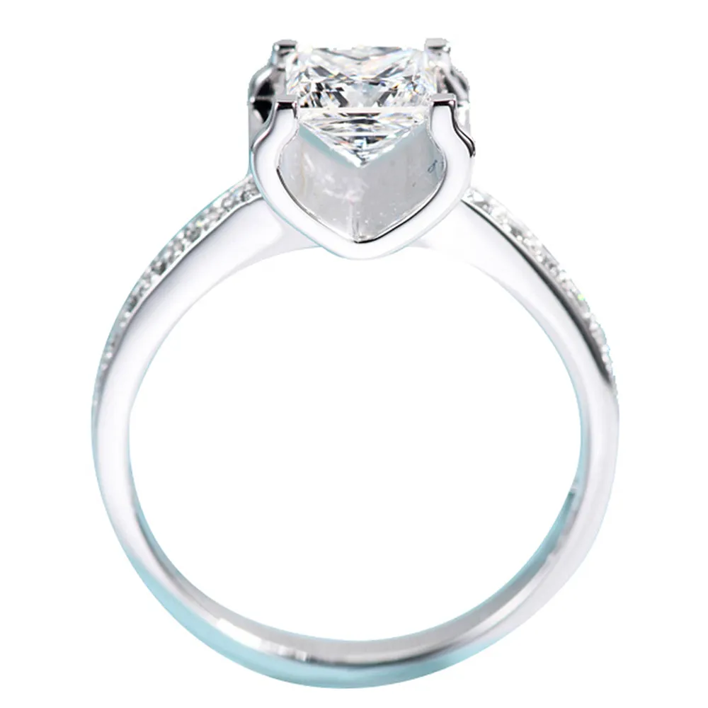 Princess Cut Lab-Grown Diamond Bull Head Engagement Ring