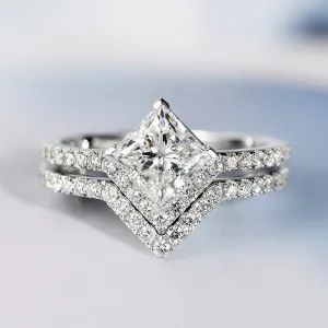 Princess Cut Lab-Grown Diamond Engagement Rings Set