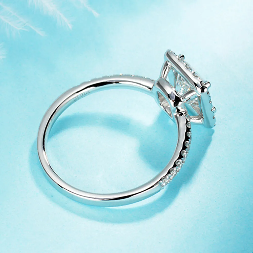 Princess Cut Lab Grown Diamond Halo Engagement Ring