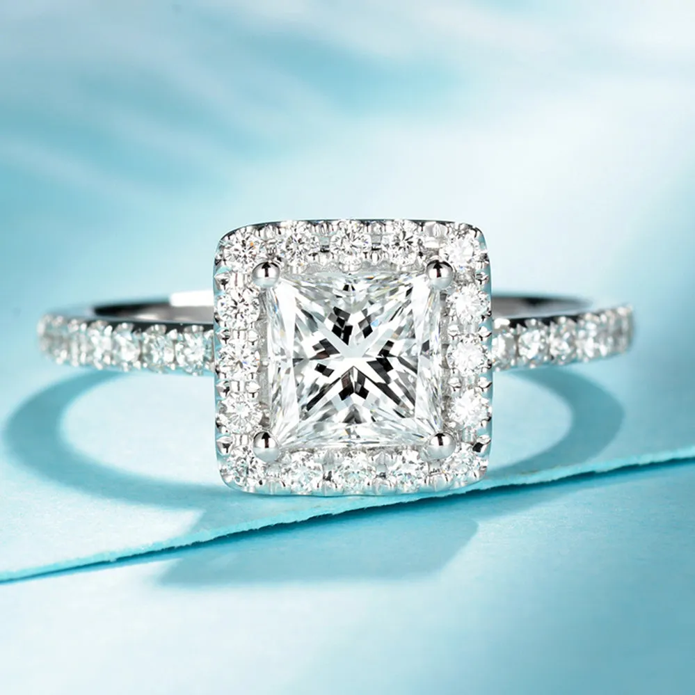 Princess Cut Lab Grown Diamond Halo Engagement Ring
