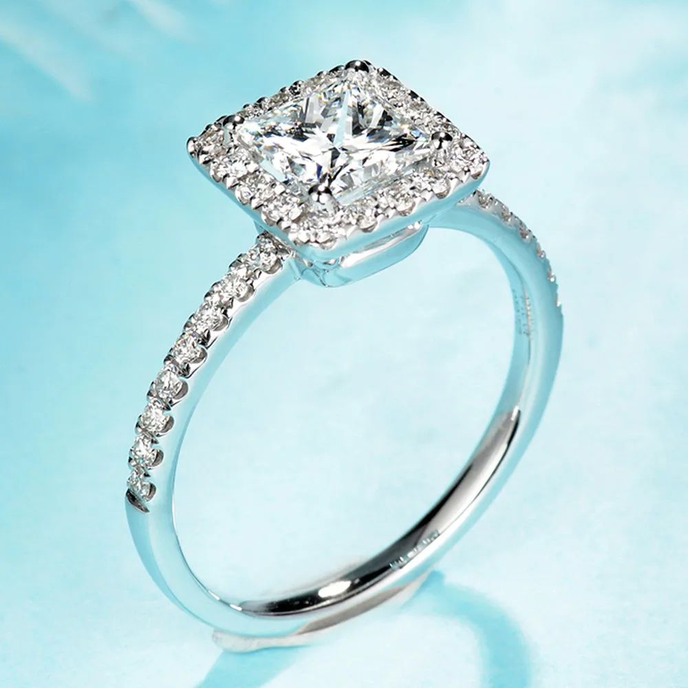 Princess Cut Lab Grown Diamond Halo Engagement Ring