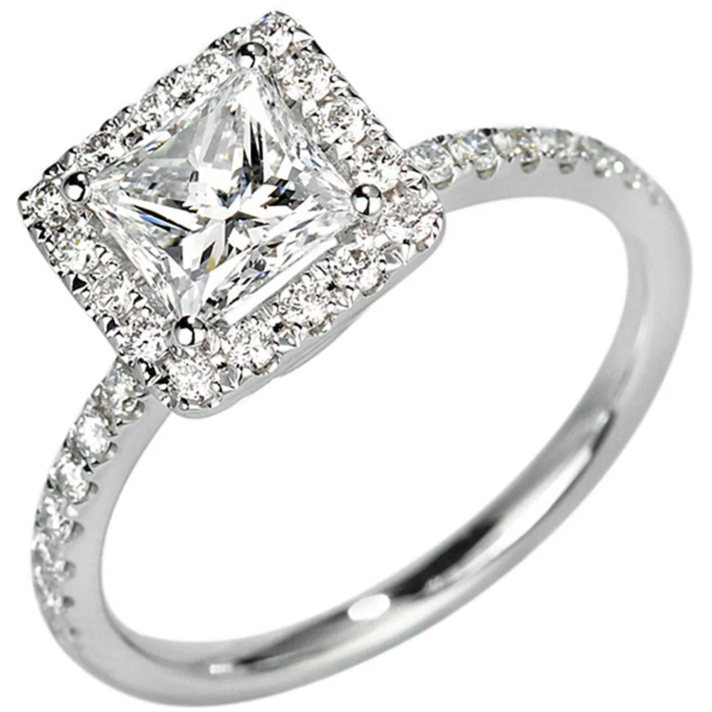Princess Cut Lab Grown Diamond Halo Engagement Ring