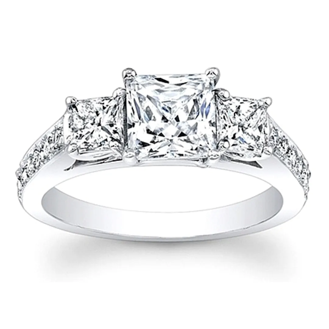 Princess Cut Pave Diamond Engagement Ring