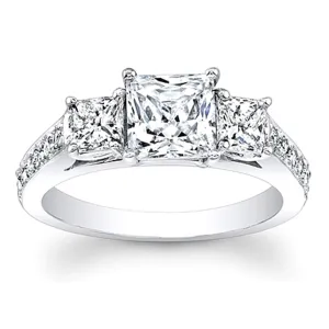 Princess Cut Pave Diamond Engagement Ring