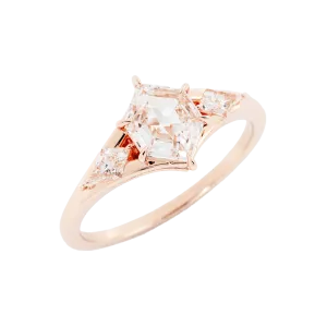 Princess-Cut Salt and Pepper Kite-Shaped Engagement Ring