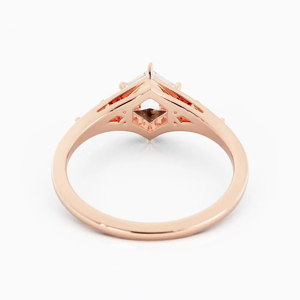 Princess-Cut Salt and Pepper Kite-Shaped Engagement Ring