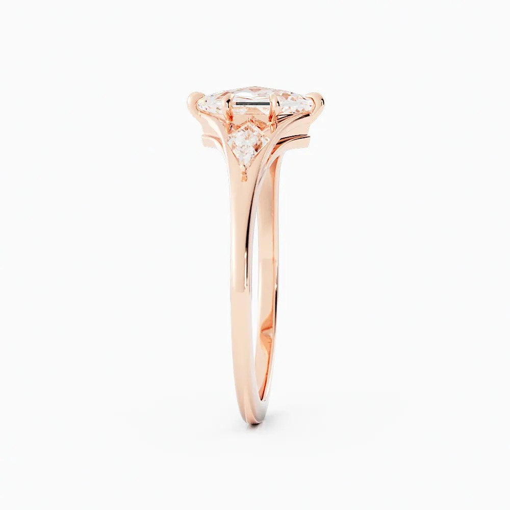 Princess-Cut Salt and Pepper Kite-Shaped Engagement Ring