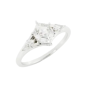 Princess-Cut Salt and Pepper Kite-Shaped Engagement Ring