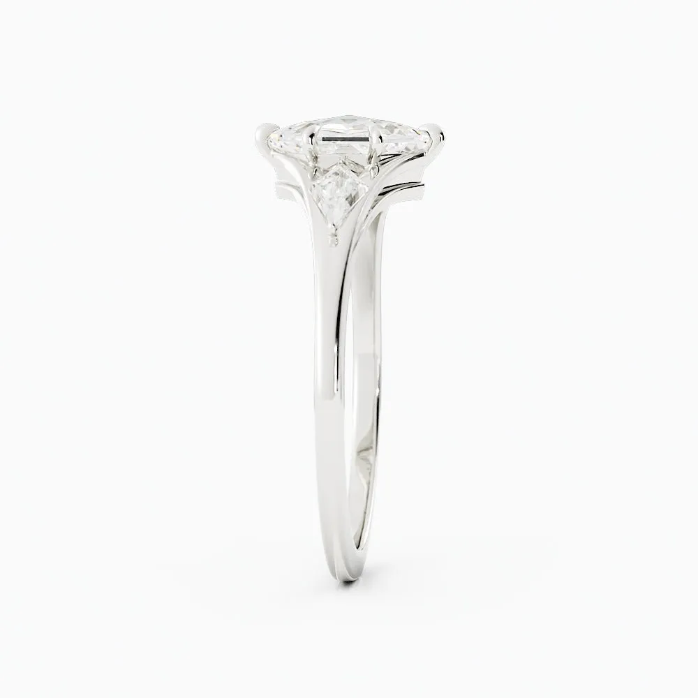Princess-Cut Salt and Pepper Kite-Shaped Engagement Ring