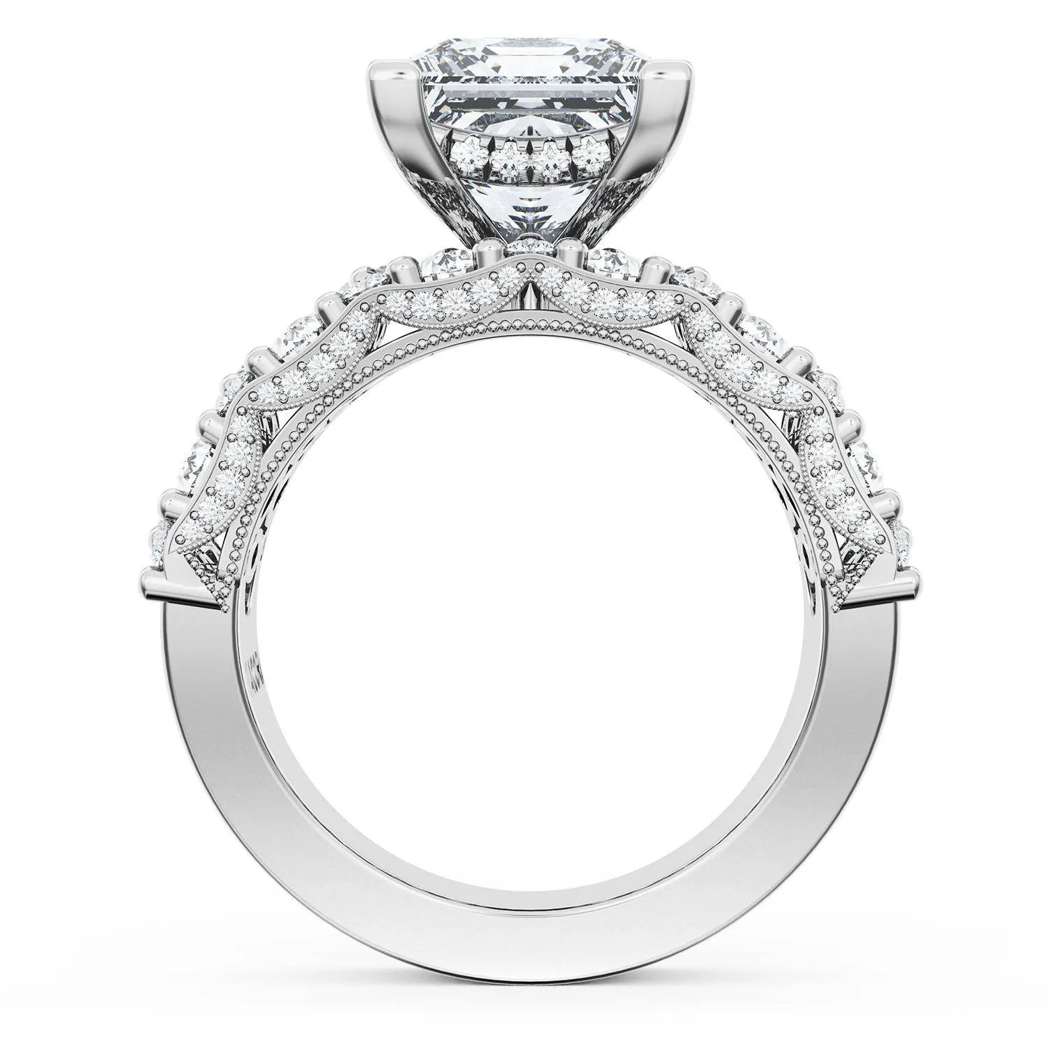 Princess Solitaire Engagement Ring w/ North South Marquise & Pear Band