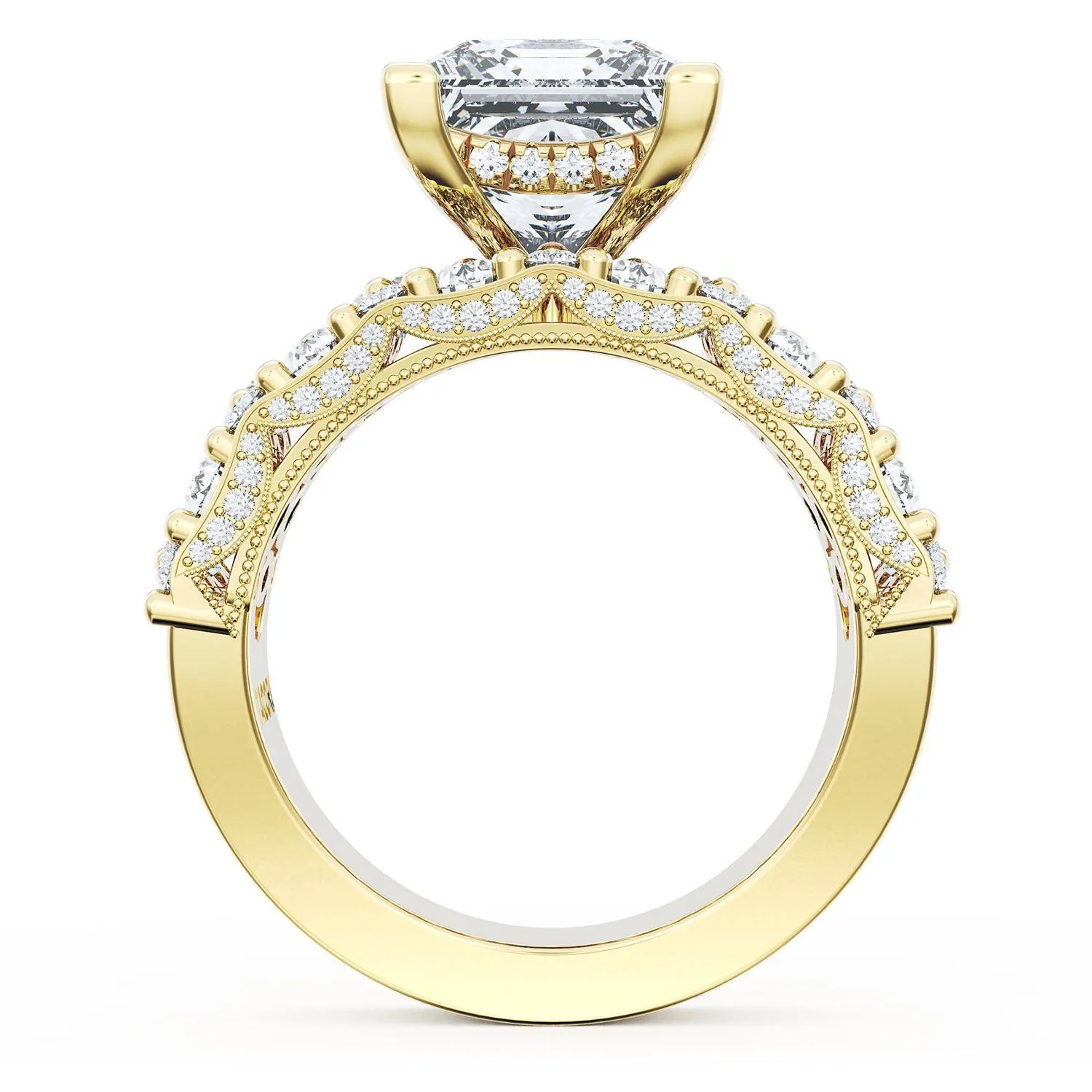 Princess Solitaire Engagement Ring w/ North South Marquise & Pear Band