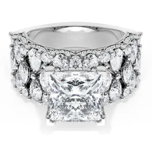 Princess Solitaire Engagement Ring w/ North South Marquise & Pear Band