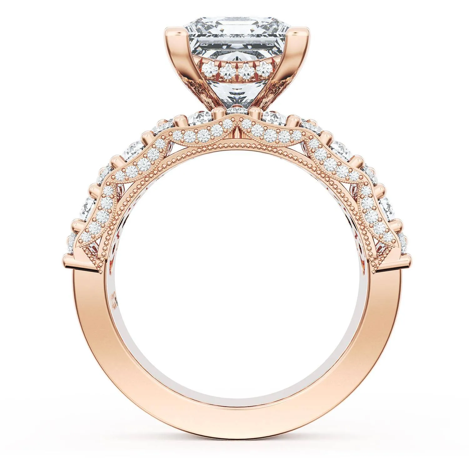 Princess Solitaire Engagement Ring w/ North South Marquise & Pear Band