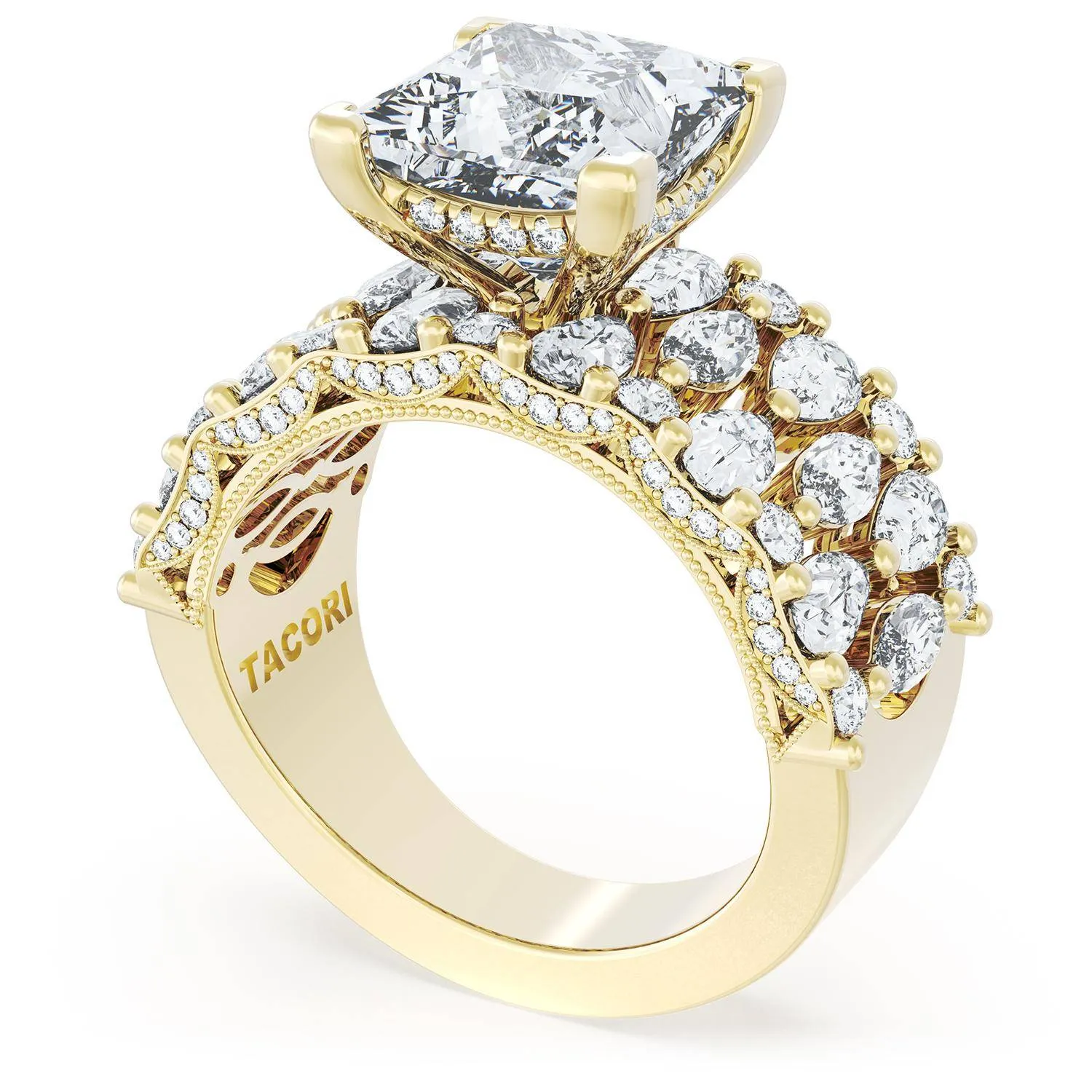 Princess Solitaire Engagement Ring w/ North South Marquise & Pear Band