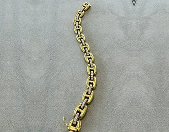 Puffed Mariner Link Diamond Bracelet