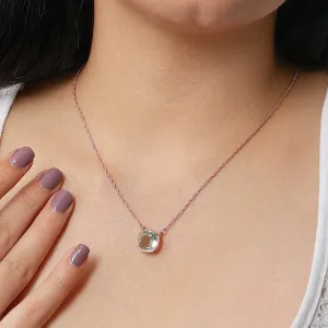 Pure Silver Necklace - Rose Gold Chain With White Stone