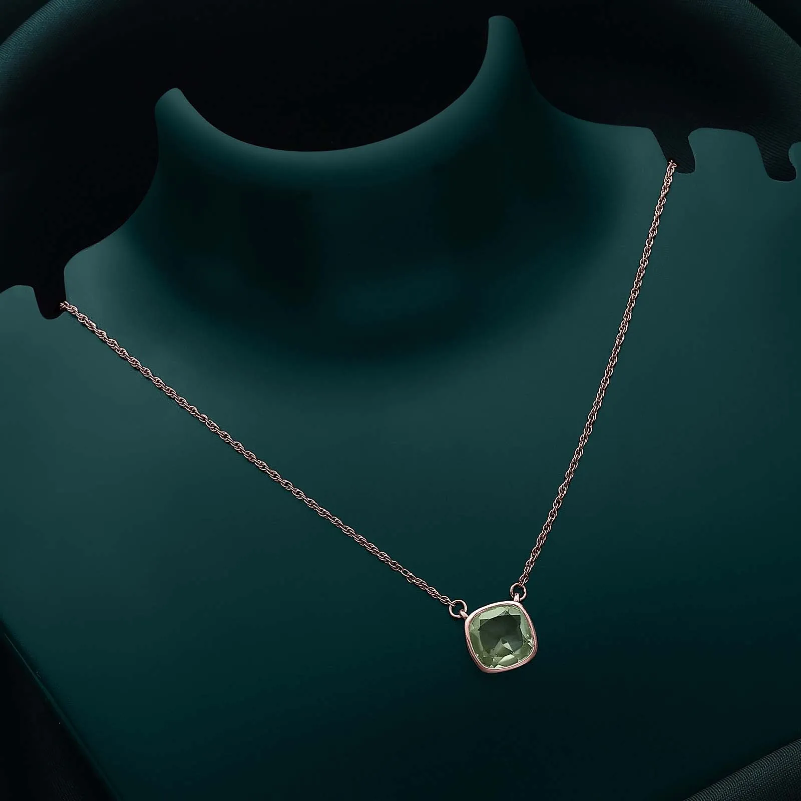 Pure Silver Necklace - Rose Gold Chain With White Stone