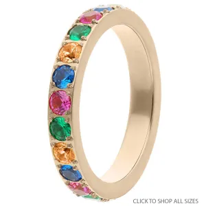 Qudo Rainbow Eternity Ring Band - Gold