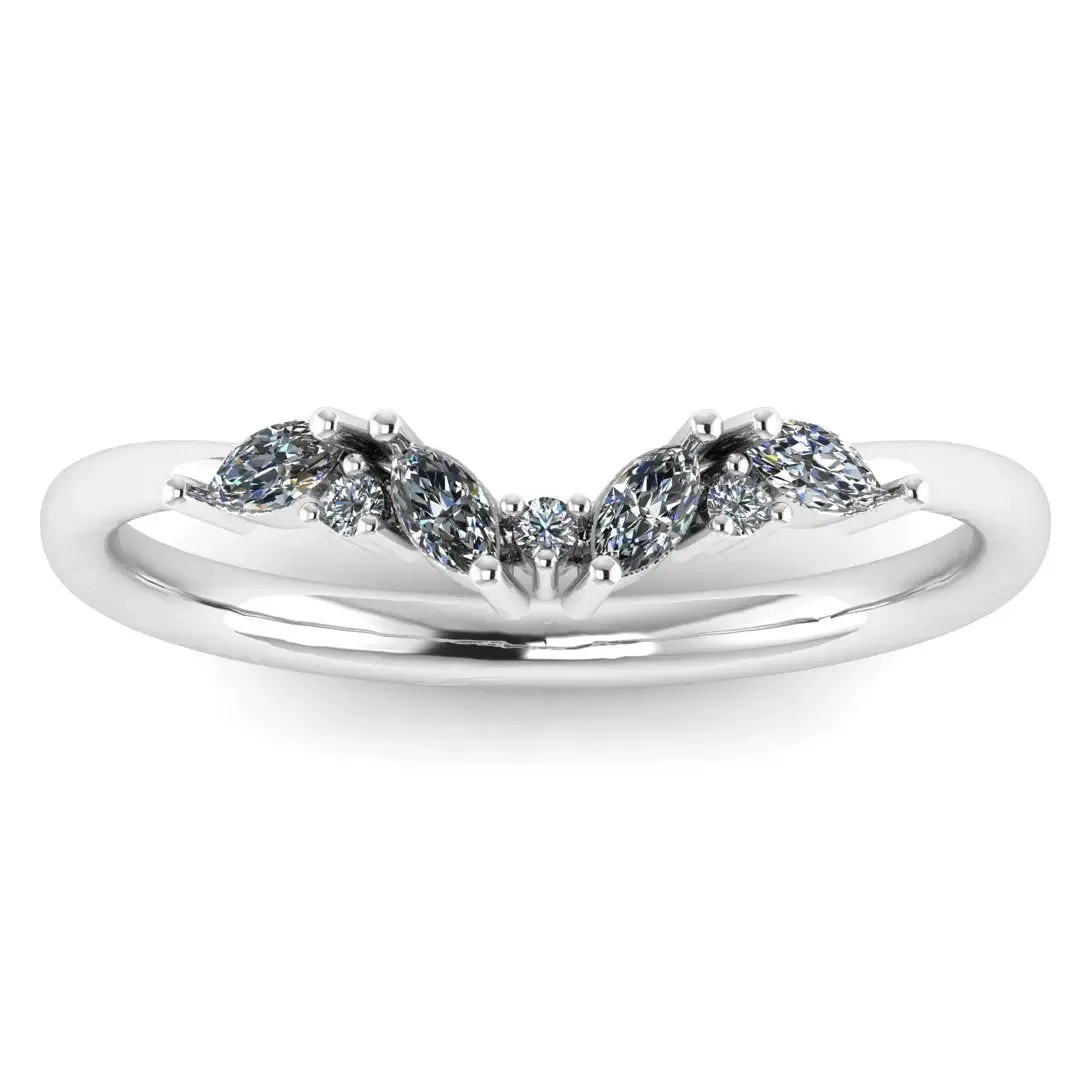 "Sofi" Foliage Marquise and Round Brilliant Cut 0.25ct Diamond Eternity Ring ET60