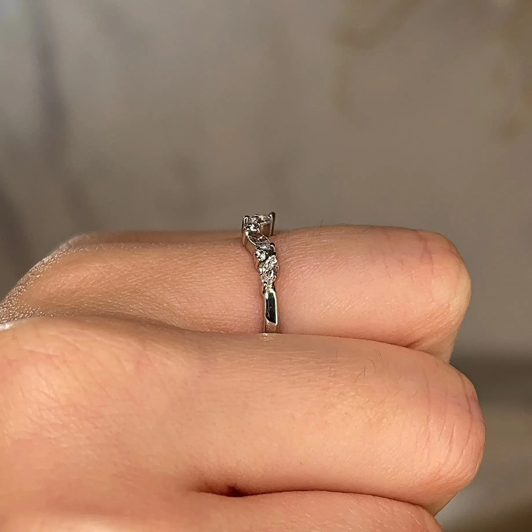 "Sofi" Foliage Marquise and Round Brilliant Cut 0.25ct Diamond Eternity Ring ET60