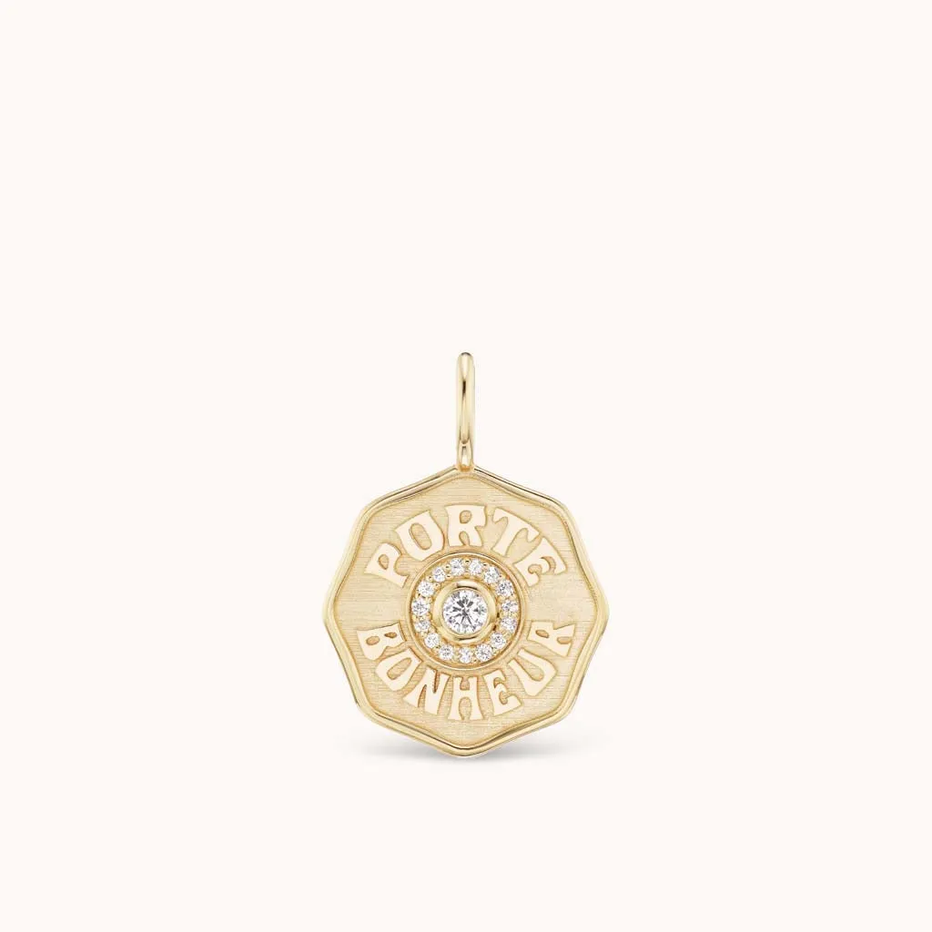 Raised Gold Mini Diamond Halo Porte Bonheur