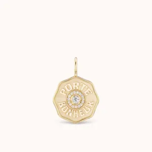 Raised Gold Mini Diamond Halo Porte Bonheur