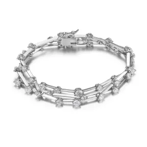 Reign Sterling Silver Rhodium Plated Waterfall CZ Bracelet