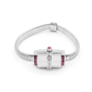 Retro Diamond & Ruby Platinum Watch Bracelet By Black, Starr, & Gorham
