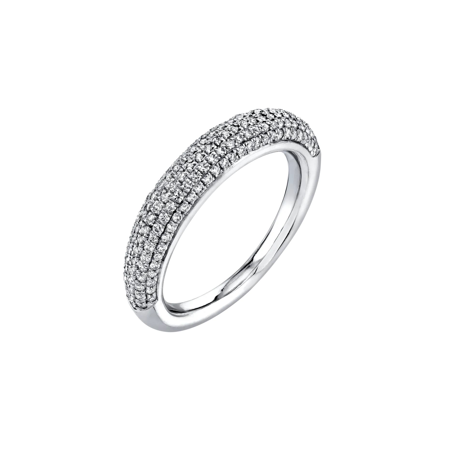 Rising Tusk Ring with Half White Pavé Diamonds