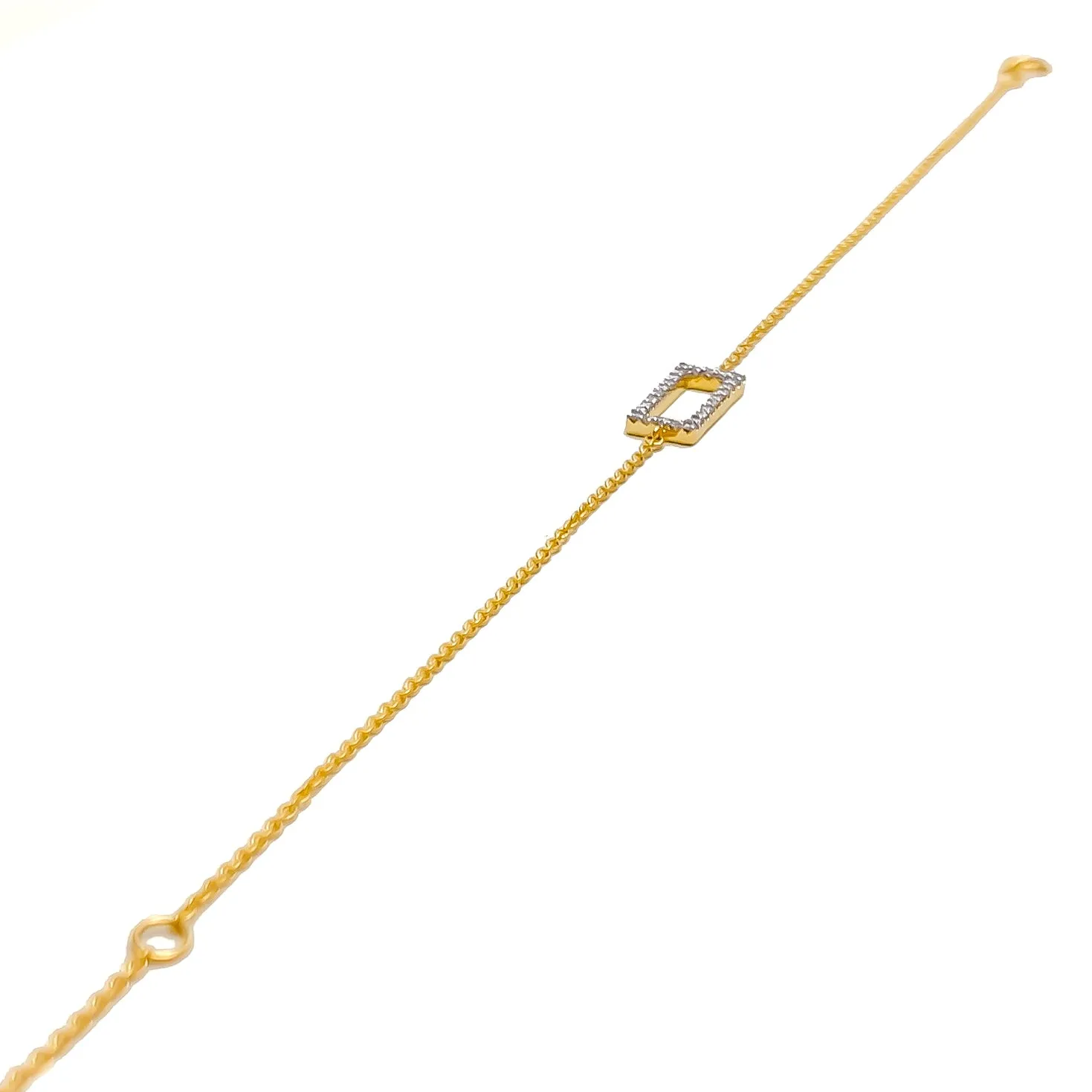 Ritzy Rectangular-Shaped Diamond   18k Gold Bracelet