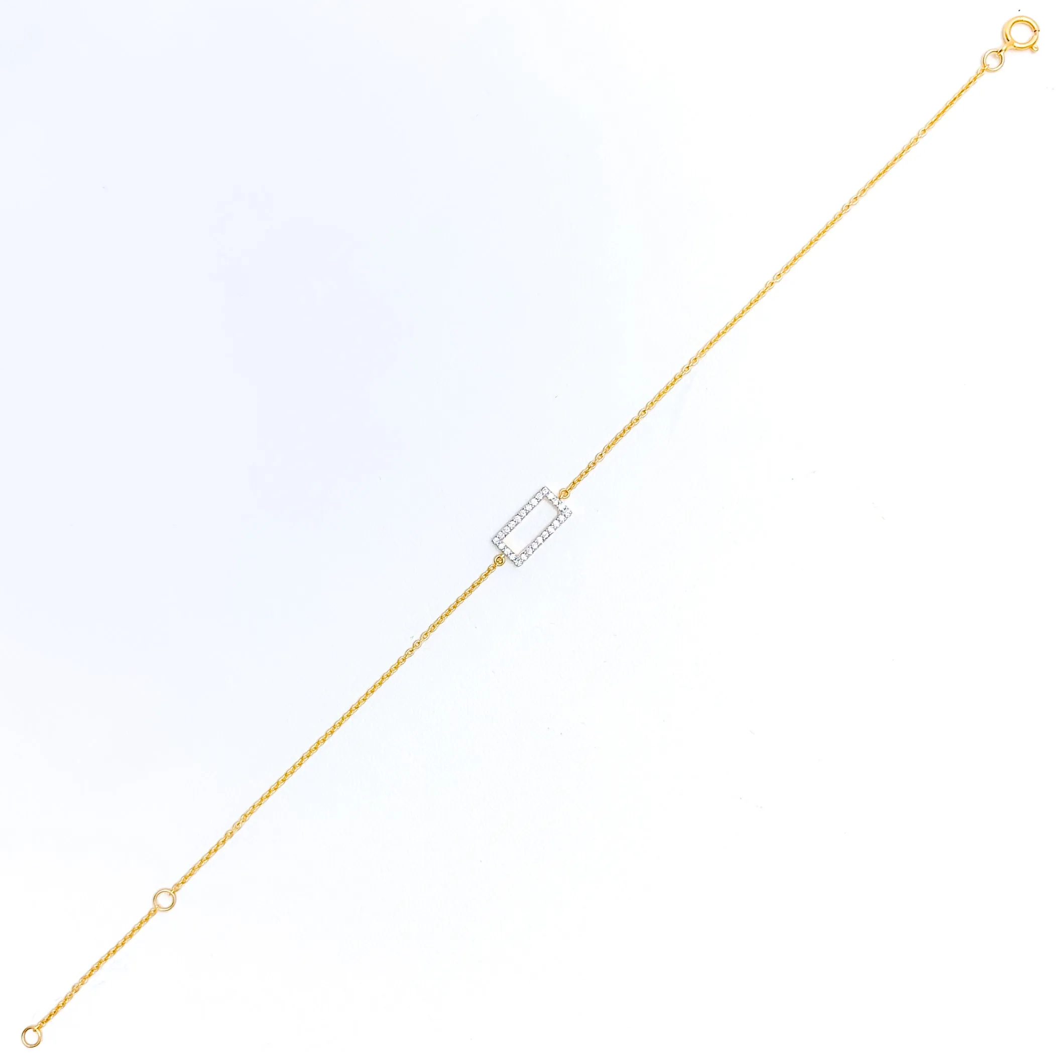 Ritzy Rectangular-Shaped Diamond   18k Gold Bracelet