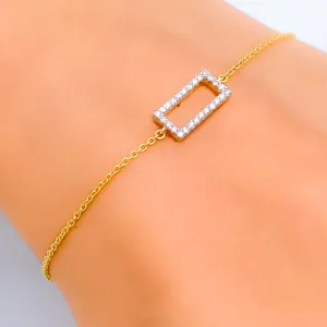 Ritzy Rectangular-Shaped Diamond   18k Gold Bracelet