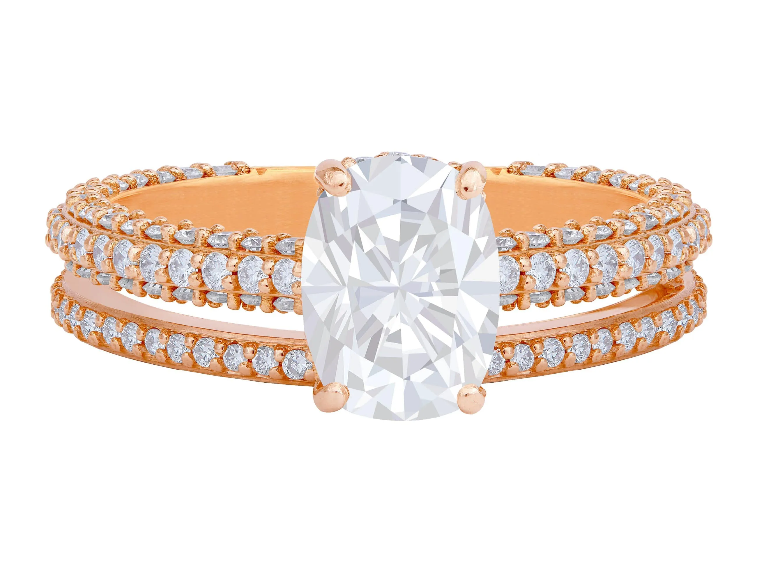 Rivière Custom 18kt Oval Diamond Ring and Eternity Band Set