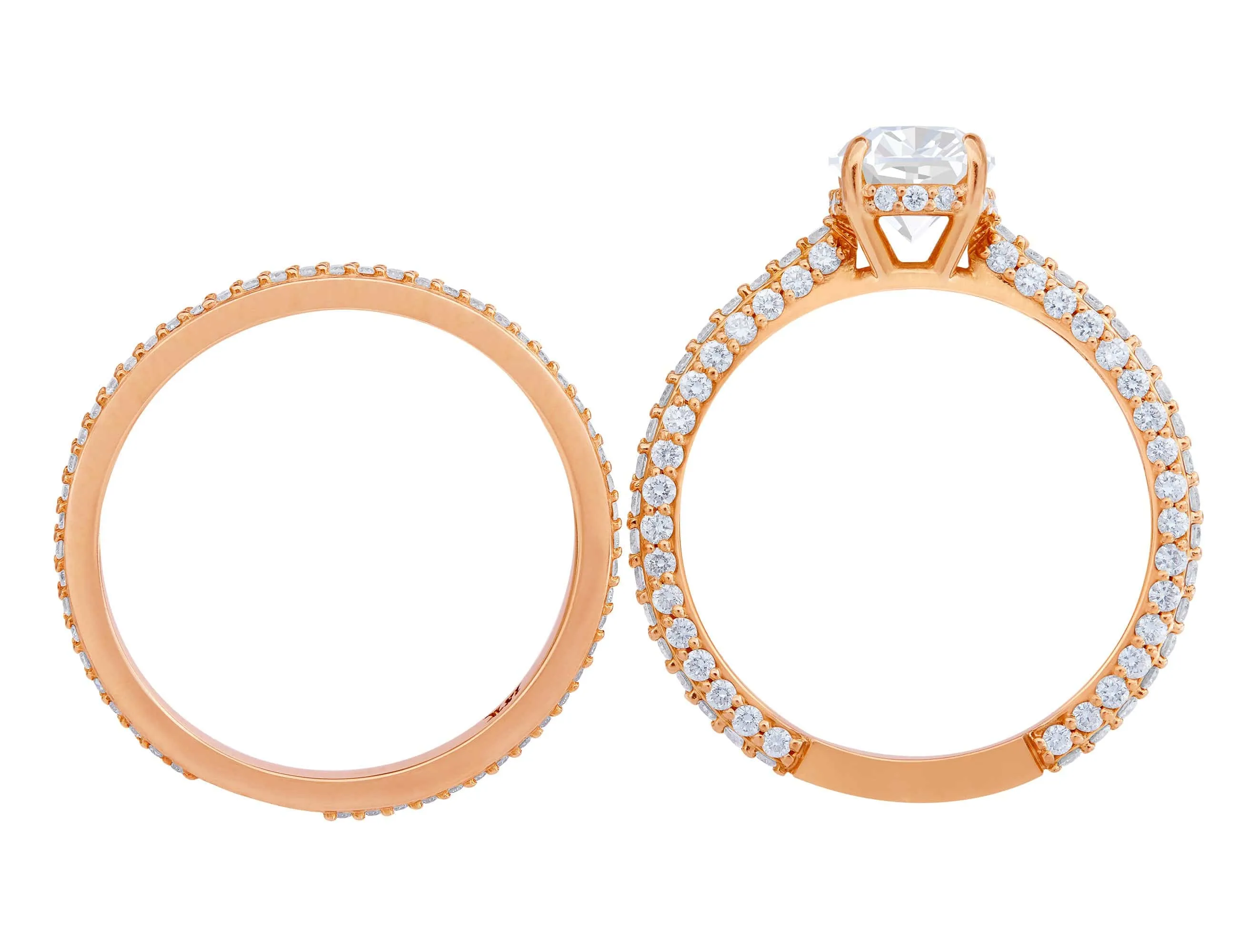 Rivière Custom 18kt Oval Diamond Ring and Eternity Band Set