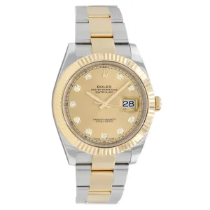Rolex 18K Yellow Gold Stainless Steel Diamond Datejust 41 126333