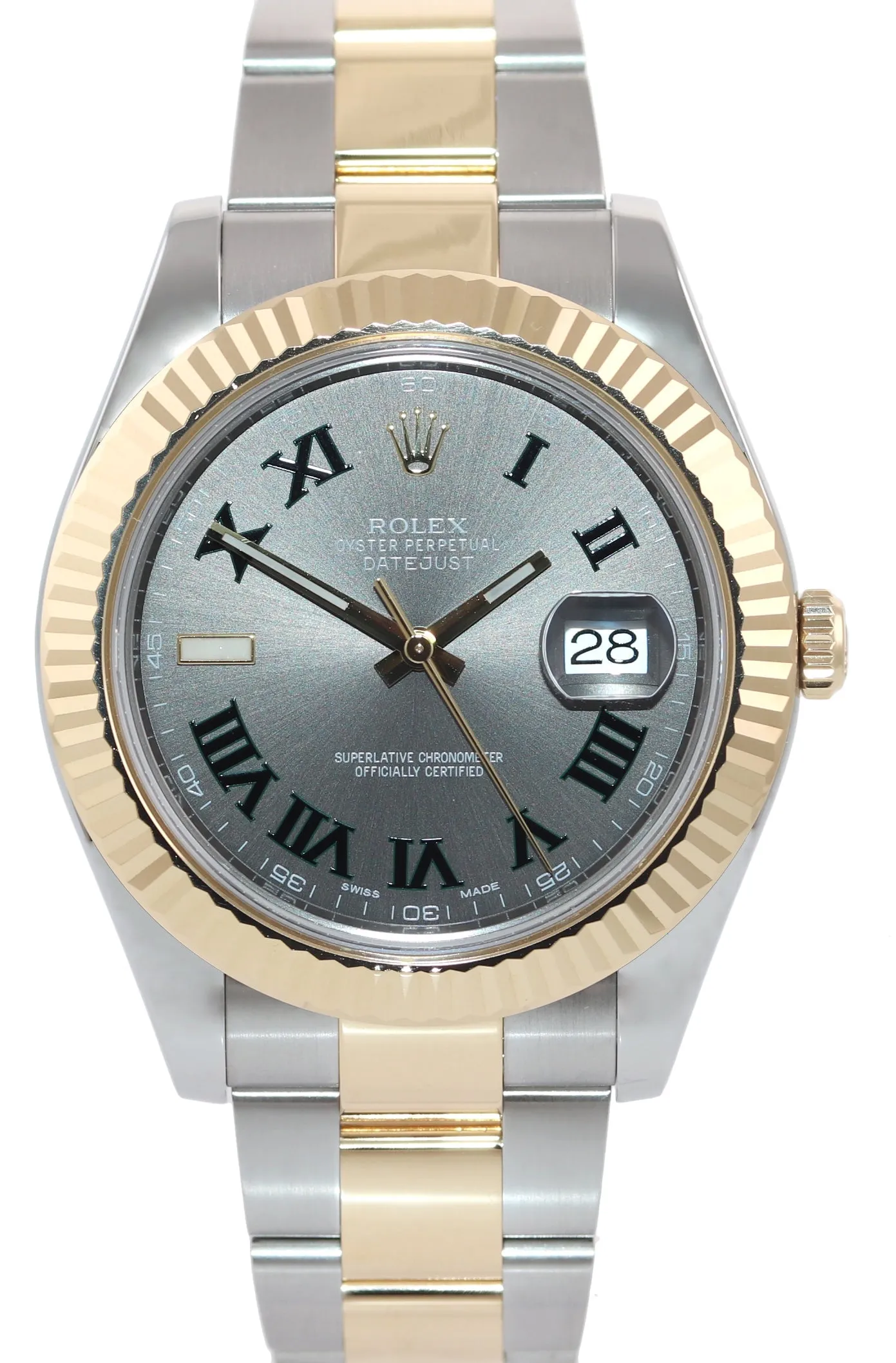 Rolex Datejust 2 Wimbledon Slate Roman 116333 Two-Tone Gold Watch Box