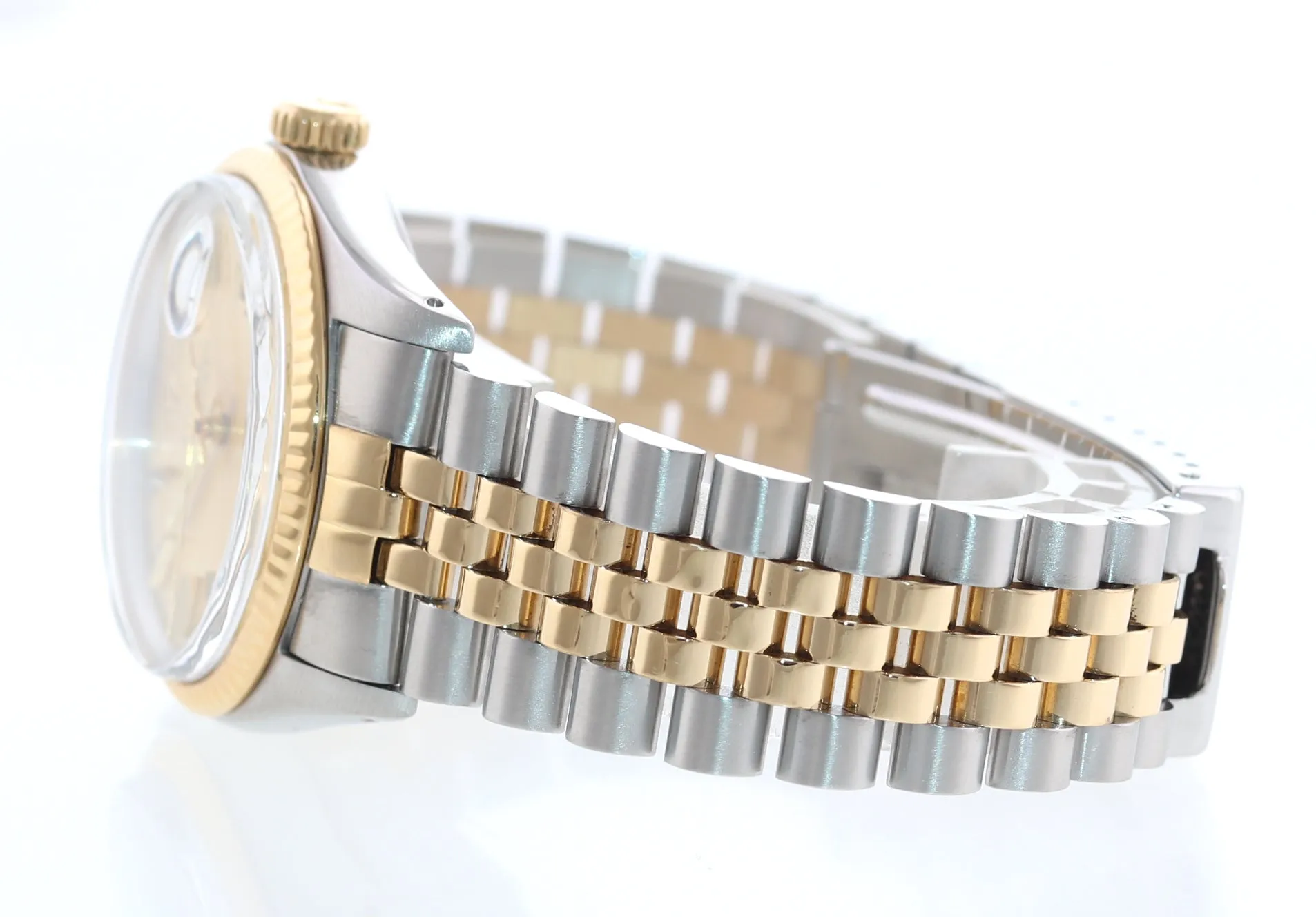 Rolex DateJust 36mm 16013 Two Tone 18k Gold Jubilee Champagne Stick Watch Box