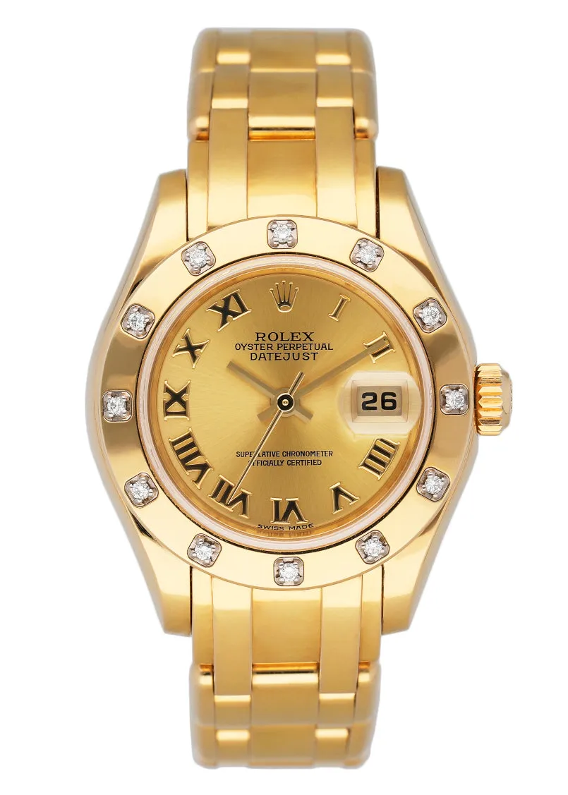 Rolex Datejust Pearlmaster 80318 Diamond Ladies Watch Box Papers