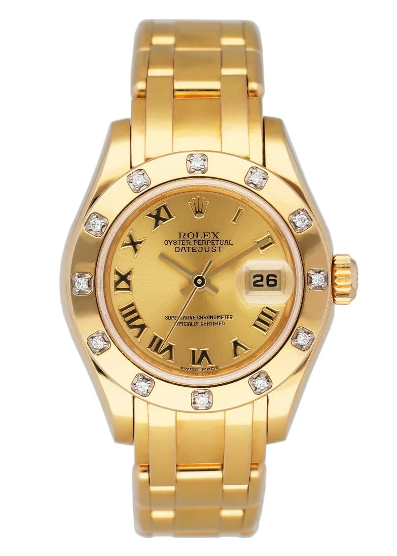 Rolex Datejust Pearlmaster 80318 Diamond Ladies Watch Box Papers