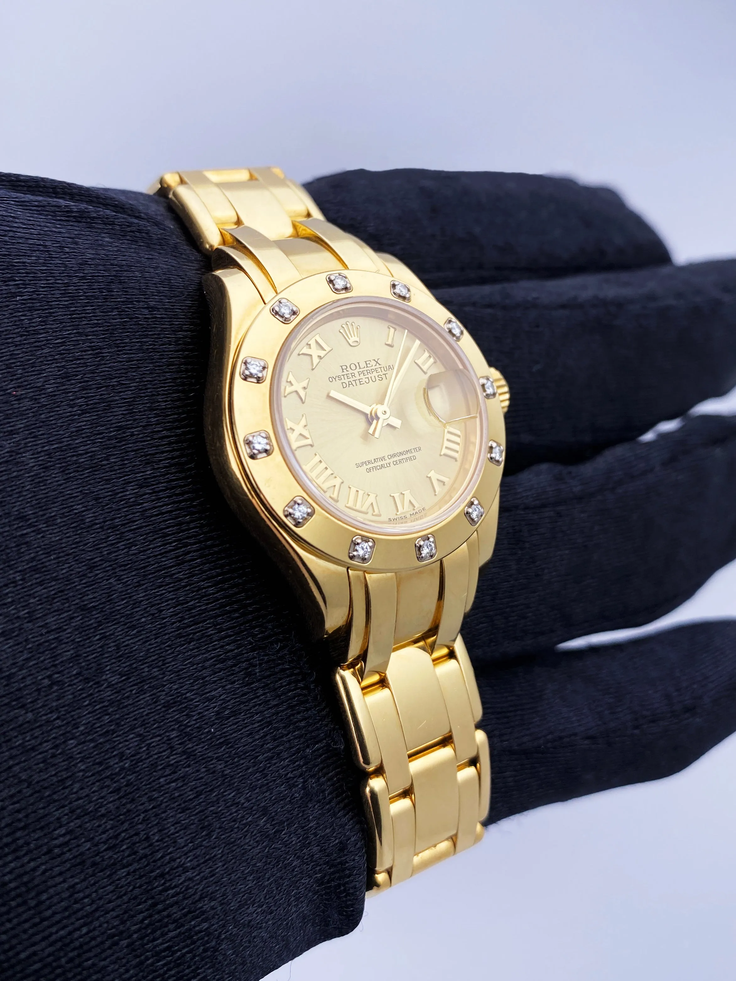 Rolex Datejust Pearlmaster 80318 Diamond Ladies Watch Box Papers