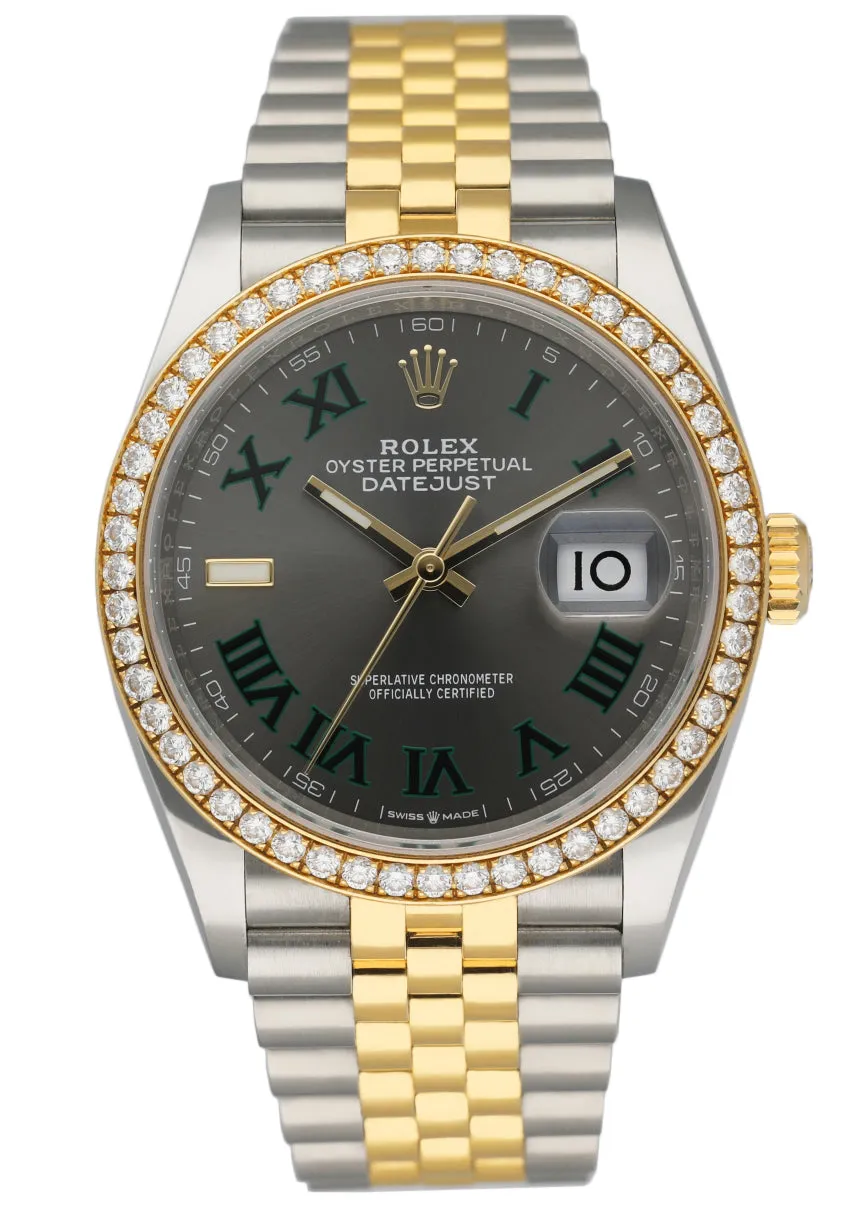 Rolex Datejust Wimbledon NEW 126283RBR Diamond Bezel Watch Box & Papers