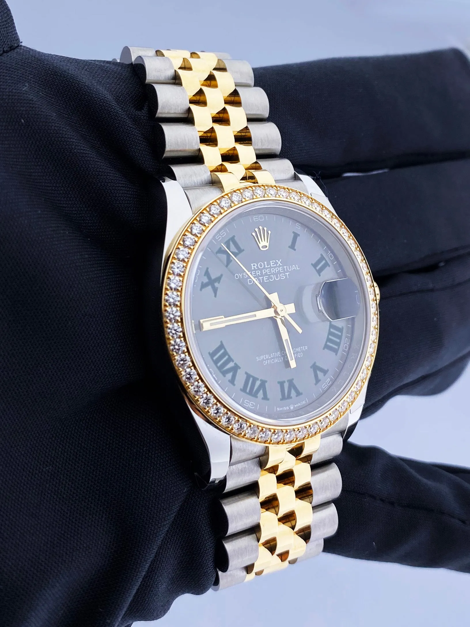 Rolex Datejust Wimbledon NEW 126283RBR Diamond Bezel Watch Box & Papers