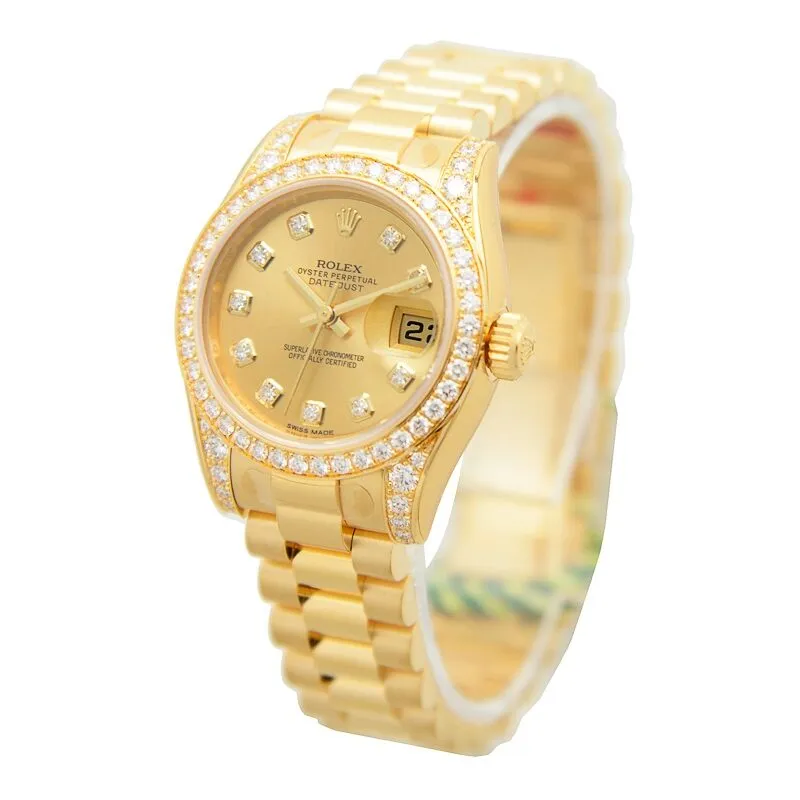 Rolex Lady-Datejust 26 Champagne Dial 18K Yellow Gold President Automatic Ladies Watch 179158CDP 179158 CDP