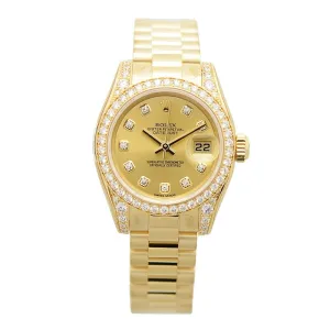 Rolex Lady-Datejust 26 Champagne Dial 18K Yellow Gold President Automatic Ladies Watch 179158CDP 179158 CDP