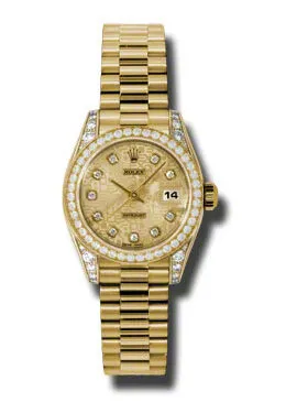 Rolex Lady-Datejust 26 Champagne Dial 18K Yellow Gold President Automatic Ladies Watch 179158CJDP