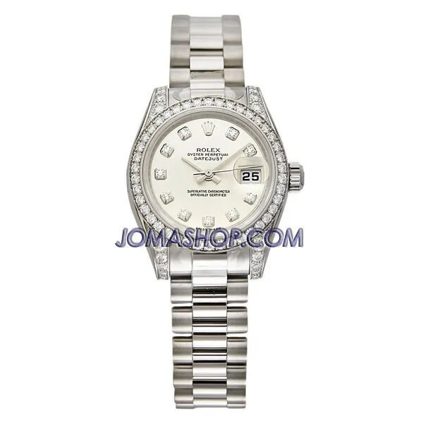 Rolex Lady-Datejust 26 White Dial 18K White Gold President Automatic Ladies Watch 179159WDP