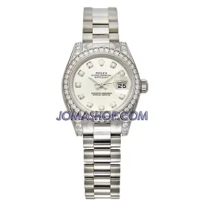 Rolex Lady-Datejust 26 White Dial 18K White Gold President Automatic Ladies Watch 179159WDP